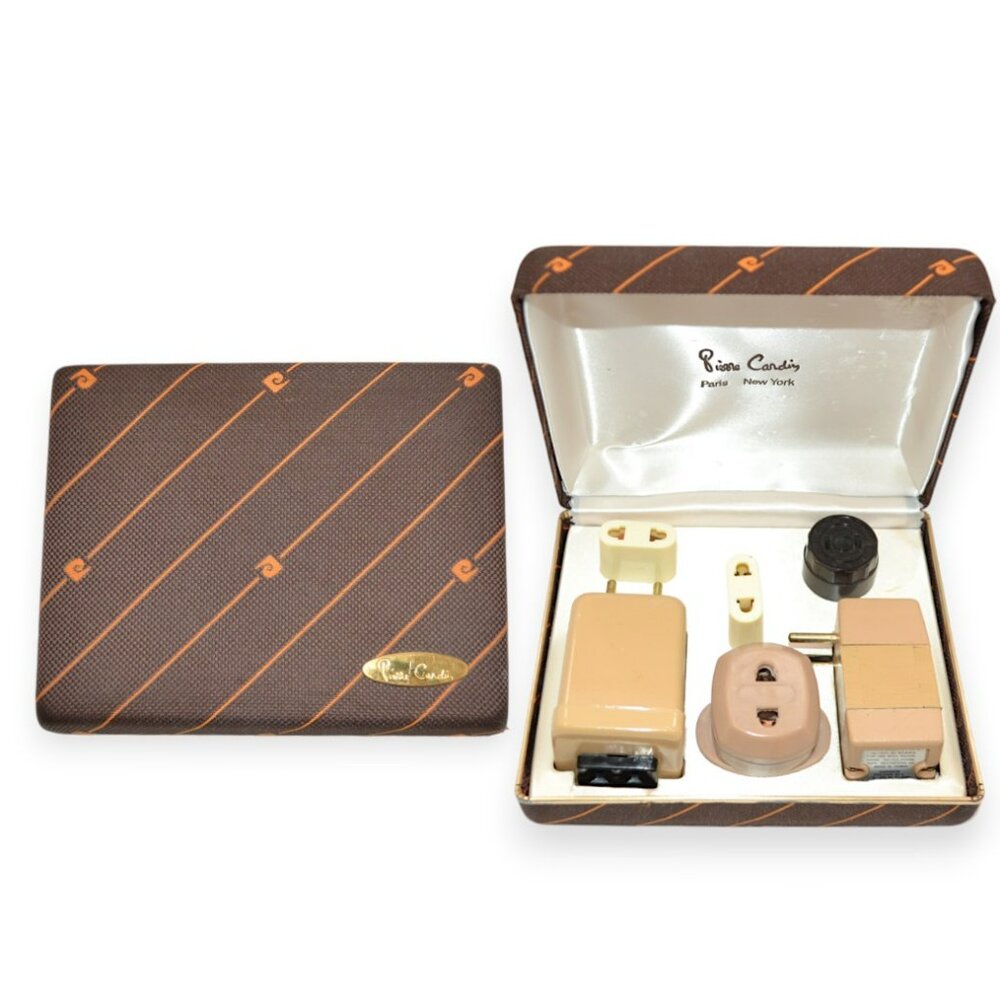 Vintage 60s 70s Pierre Cardin Luxury Travel Electric Adapter Kit European US